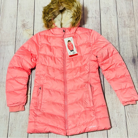 Land's End Hooded Youth Parka Jacket - Salt Washed Pink NEW - Picture 6 of 16